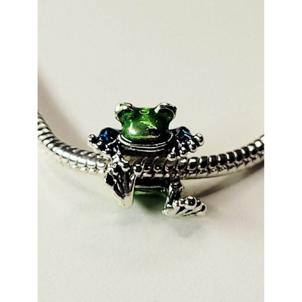 NWT For Pandora Charm Bracelets Green, Blue Metal Frog Wrap Slider Metal Charm